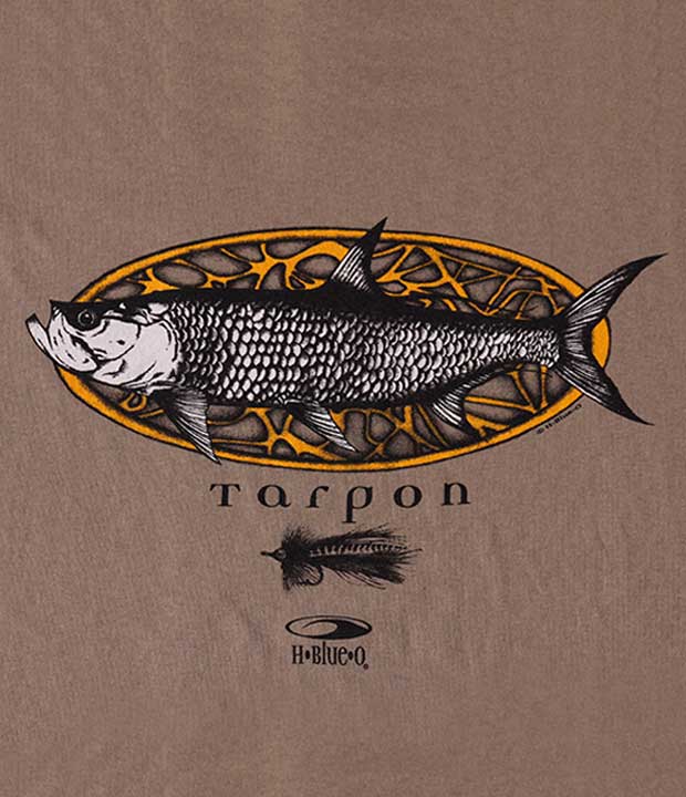 Classic Tarpon · Khaki Short Sleeve T-Shirt - H-Blue-O • Saltwater Fishing  T-Shirts