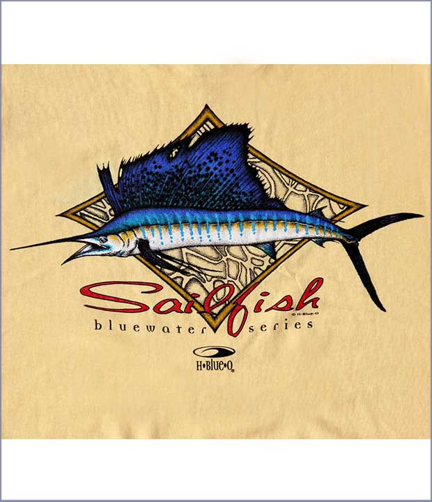 Diamond Sailfish · Sunny Yellow · Short Sleeve T-Shirt - H-Blue-O • Saltwater  Fishing T-Shirts